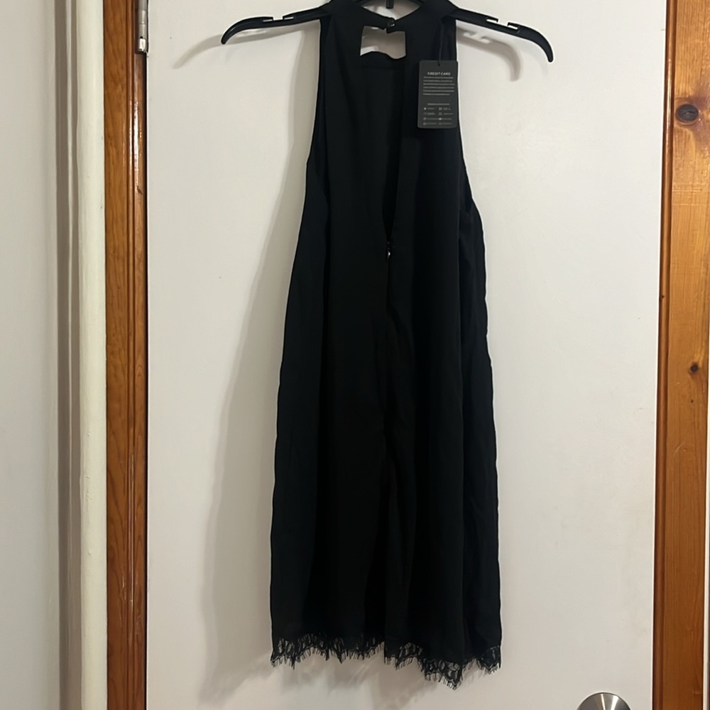 Fantaist Women’s Black Halter Dress size M with lace hem - Picture 7 of 9